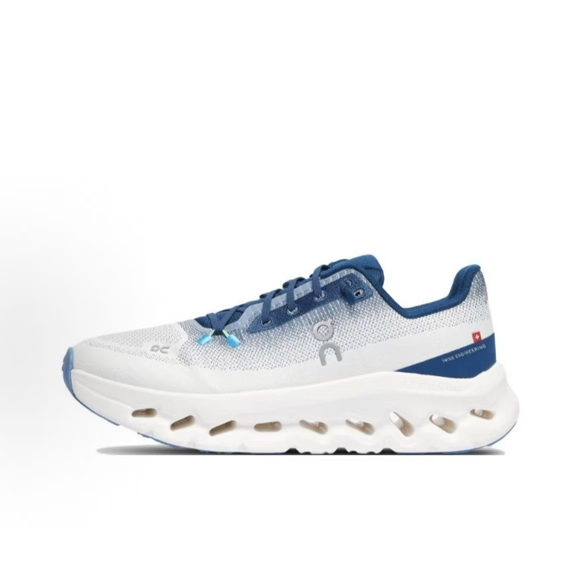 On Cloudmonster White Blue Running Shoes